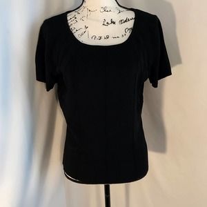 Spenser Jeremy Scooped Neck Short Sleeve Black Stretch Blouse Sz L